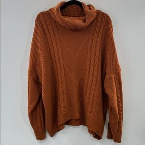 3For$20 SHEIN Curve Rust Cable Knit Cowl Neck Sweater size 3X